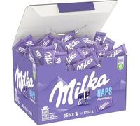 Milka Naps - Présentoir de 355 Carrés de Chocolat au Lait - Format Mini et Pratique idéal pause café ou fêtes