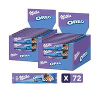 Milka OREO - 2 Présentoirs de 36 barres chocolatées - Barre de Chocolat au Lait aux éclats de Biscuits OREO - (2x36x37g)