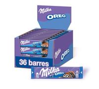 Milka Oreo - Présentoir de 36 barres chocolatées - Barre de Chocolat au Lait aux Éclats de Biscuits Oreo