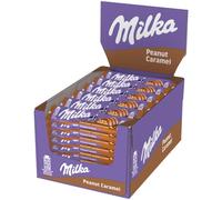 Milka Peanut & Caramel - Barre au Chocolat au Lait et Éclats de Cacahuètes au Caramel - Présentoir de 36 barres (37 g)
