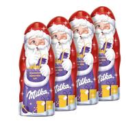 MILKA - Père Noël Chocolat au Lait - Chocolats de Noël - Idée de Cadeau à Offrir et à Partager - Pour des Fêtes Pleines de Tendresse - 4 Pères Noël de 90g
