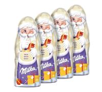 MILKA - Père Noël Chocolat Blanc - Chocolat de Noël - Idée de Cadeau à Offrir et à Partager - Pour des Fêtes Pleines de Tendresse - 4 Pères Noël de 90g
