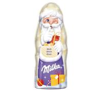 Milka Père Noël chocolat blanc - Figurine creuse délicate en chocolat blanc au lait des Alpes - 90 g