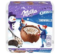 Milka Snowballs Oreo - Coques de Chocolat au Lait Fourrées avec une Mousse aux Éclats d'Oreo - 1 Boîte 112 g