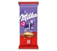 MILKA - Tablette de Chocolat Lait Lu | Savoureux et onctueux | Idéal pour les pauses gourmandes | Les 2 tablettes de 87 g | LOT DE 4