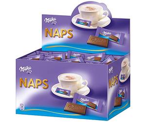 Milka Tablettes de chocolat, NAPS, lait des Alpes, carton d'affichage, 355 x 4,6 g (1.702 g)