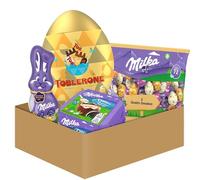 Milka & Toblerone - Assortiment de Chocolats de Pâques : 1 Œuf Toblerone, 1 Lapin Chocolat au Lait Alpin, 1 Sachet de Petits Œufs Mix 5 Goûts, 1 Boîte d'Œufs Coques Oreo - Lot x4