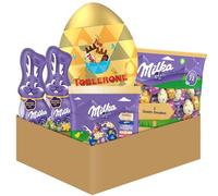 Milka & Toblerone - Assortiment de Chocolats de Pâques : 1 Œuf Toblerone, 2 Lapins Chocolat au Lait Alpin, 1 Sachet de Petits Œufs Mix 5 Goûts, 1 sachet Bonbons Fourrés Mix - Lot x5