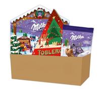 MILKA & TOBLERONE - Milka Calendrier de l'Avent Magic Mix 147g, Milka Bonbons de Noël Lait Alpin 86g, Toblerone Calendrier de l'Avent 200g - Assortiments Festifs de Chocolats - Cadeau Noël - Lot de 3