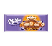 Milka Toffee, Tablette XL 300g de chocolat fondante avec caramel crémeux et noisettes entières, Pack de 12 Tablettes