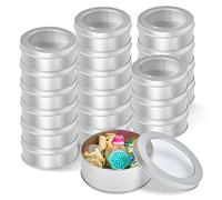 Milkary Lot de 20 boîtes rondes vides en métal avec couvercles transparents pour cuisine, bureau, aromathérapie, bougies, bonbons
