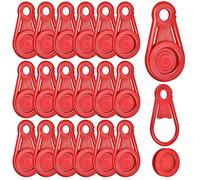Milkary Lot de 20 clips de bâche imperméables en plastique rouge pour camping, tente, auvent, bannière, couverture