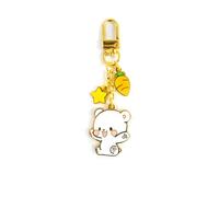 Milkmochabear Lot de porte-clés en émail au lait et moka - Marchandise authentique pour sacs - Accessoires assortis pour couples, blanc lait, 1.5" x 1.125"
