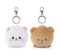 Milkmochabear Porte-clés en peluche Chonky Milk and Moka avec fermoir amovible - Adorable aimant assorti pour couples, partenaires, amis, lait et moka