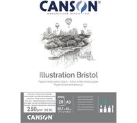 Milko-Canson Illustration Bristol - Bloc 20 Feuilles De Papier Bristol Satin? A3 - 250g/M? - Extra-Blanc