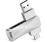 MILKO-Clé USB C 128GO, Type-C Clef USB 128 GO, 2 en 1 OTG Pendrive 128GB, Type C et USB 2.0 Mémoire Stick pour Smartphones Doté Type-C et OTG Activé, Macbook, PC, Tablette (Argent)