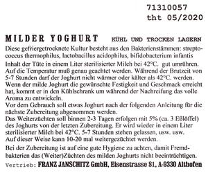 Milky Culture de yaourt mild Fitness, 1 paquet Mélange de cultures - goût doux