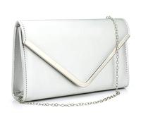 Milky Way Pochette de soirée en cuir synthétique avec chaîne à rabat pour femme, sac à main pour mariage, cocktail, fête, Argenté., taille unique
