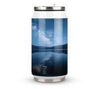 Milky Way Tasse isotherme en acier inoxydable avec couvercle et paille pour une utilisation dans la voiture, les voyages, le fitness, les activités de plein air, les cafés, les bureaux, la maison, etc