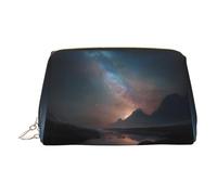 Milky Way Trousse de maquillage en cuir avec fermeture éclair, idéale pour les cosmétiques et les articles de toilette, doré, Taille unique