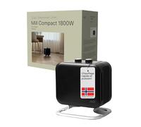 Mill chauffage soufflant céramique 1800W noir - chauffage d’appoint rapide pour 5-30 m², petit radiateur électrique soufflant mobile, PTC compact avec pied en aluminium, design norvégien