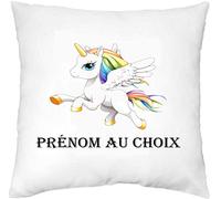 MILLE ET UN KDO - Housse de Coussin personnalisée Licorne Enfant prénom au Choix
