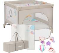 Mille Plus Lit 2 En 1 De Voyage Et Parc Pour Bébés Jusqu¿À 15 Kg, 0¿36 Mois, Entrée Latérale, Matelas 3d, 2 Roues Avec Frein, Pliage Facile, Sac De Transport (Beige)