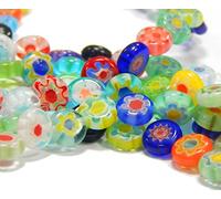 Millefiori Perles de verre multicolores Lampwork avec disque plat 6 mm Perles d'espacement pour collier, bijoux, bricolage