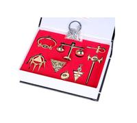 Millenium Item Set Yugi MUTO Millennium Puzzle Millennium Wheel Wisdom Millenium Pyramid Puzzle Pendentif pour Collier Porte-clés Eye of Horus Accessories 8pcs Set (Gold)