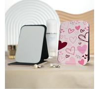 Millennium Love Style Series Miroir de maquillage portable, mini miroir de maquillage pliable, miroir de contour carré à rabat droit, convient pour tout le monde en diverses occasions