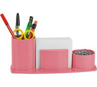Millennium Organisateur De Bureau Porte Stylo, Porte Crayon, Porte Trombones Et Feuilles De Papier Inclus (Plastique) (Couleur Rose Unie)