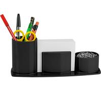 Millennium Organisateur De Bureau Porte Stylo, Porte Crayon, Porte Trombones Et Feuilles De Papier Inclus (Plastique) (Couleur Noir)