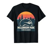 Millennium Park Chicago Chemise Vintage Bean Skyline T-Shirt