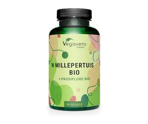 Millepertuis BIO 1000 mg | Avec Passiflore | Extraction FRANÇAISE | Hypericine + Flavonoides | Anti Stress + Humeur + Aide Sommeil | Sans Additifs & Vegan | 90 Gélules | Vegavero®