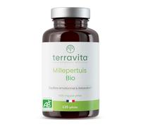 Millepertuis BIO | 120 Gélules de 350 mg | 100% Sommités Fleuries riches en Hypericine | Sommeil Réparateur - Bonne Humeur - Anti-Stress | 100% Vegan Sans Excipients | Made in France | Terravita