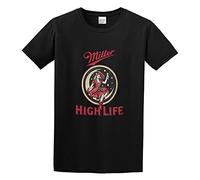Miller High Life 'Girl on Moon' Logo Unisex 100% Cotton Short-Sleeve T-Shirts Black XXXL