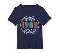 Millésime 1982 Cadeau 44 Ans Anniversaire Humour T-Shirt, Femme Grandes Tailles, Bleu Marine, 6X