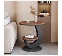 Millésime 2 Niveaux Table De Bout Avec Cadre En Forme D'arc, Rustique Marron Rond S Tableau D'idées Pour Le Salon, Décoratif Table D'appoint Avec étagère De Rangement, Robuste(Size:60x60x60cm,Color:B)