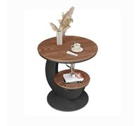 Millésime 2 Niveaux Table De Bout Avec Cadre En Forme D'arc, Rustique Marron Rond S Tableau D'idées Pour Le Salon, Décoratif Table D'appoint Avec étagère De Rangement, Robuste(Size:40x40x60cm,Color:A)