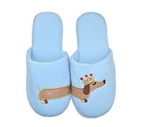 Millffy Femme Maison Chaussures Teckel Chien saucisse Coton Animal Pantoufles Intérieur Confortable Chambre Pantoufles(38-39 EU, Teckel Bleu)