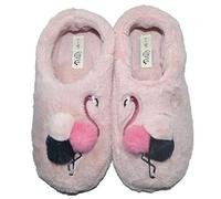 Millffy Pantoufles chaudes en forme de flamant rose doux et confortable en peluche pour femme et fille (36-37 EU, Flamant)