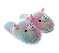Millffy Pantoufles licorne en peluche | Mignons pantoufles en peluche de lama arc-en-ciel | Alpaca Plush Home Chaussures | Pantoufles moelleuses pour filles (38-39 EU, Alpaga)