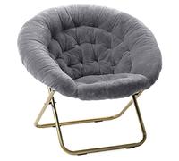 Milliard Chaise D'appoint, Cozy Fauteuil en Fausse Fourrure, Chaise Salon avec Pieds en Métal Plaqué Or pour Salon, Chambre, Coiffeuse