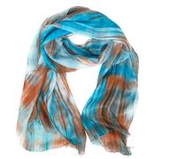 Millie & Boo Foulard bleu et cuivre en pure soie de mûrier, 170 x 75 cm, coffret-cadeau élégant inclus, pour femme, taille unique