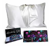Millie & Boo Taie d'oreiller en soie de mûrier 22 momme - Taie d'oreiller en soie bio pour cheveux et peau - 50 x 75 cm - Argenté - Coffret cadeau luxueux pour femme, parfaite pour un sommeil