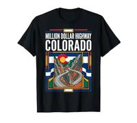 Million Dollar Highway Colorado Drapeau Mountain Road Art rétro T-Shirt