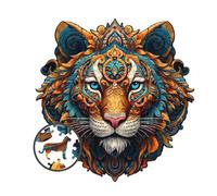 Milliwood Puzzles pour Toute la Famille - Série Peace and Harmony - Puzzles en Bois avec Graphisme Artistique - Mandala Unique - Tiger Courage 45x45 cm - 400 Éléments