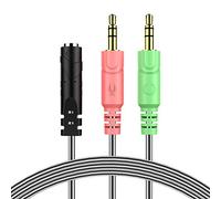 MillSO 3.5 mm Audio Y Câble Adaptateur 1 x Jack 3,5 mm 4 Position Femelle 2 x 3,5 mm 3 Position mâle pour Casque Gaming - 100CM