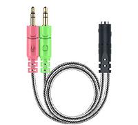 MillSO 3.5 mm Audio Y Câble Adaptateur 1 x Jack 3,5 mm 4 Position Femelle 2 x 3,5 mm 3 Position mâle pour Casque PS4 PC Gaming - 20CM