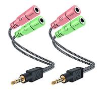 MillSO Adaptateur Casque 2 Pack câble Y Jack Audio 3.5 mm (fiche Jack 3,5 mm vers 2X Prise 3,5 mm ne Convient Pas pour 2 écouteurs) pour Casque de Jeu PC, Smartphones et Ordinateur Portable - 20 cm